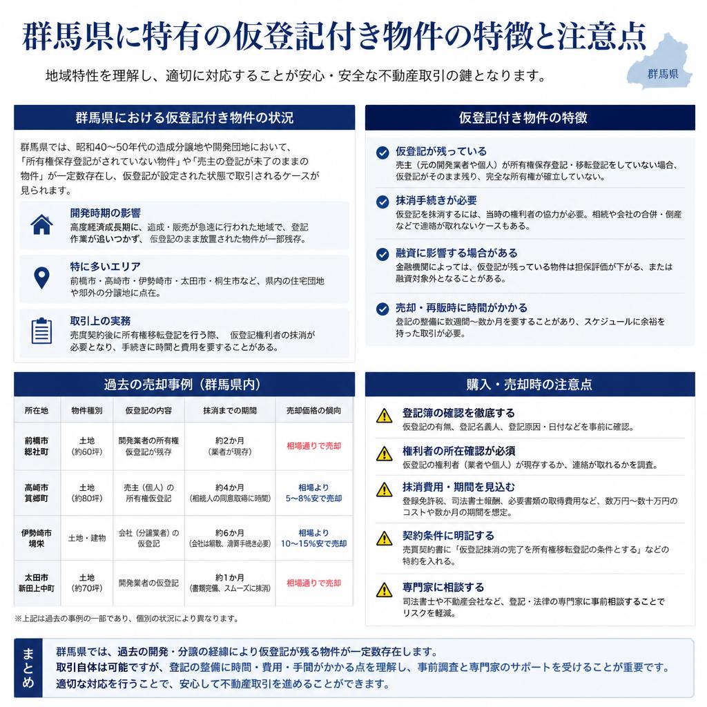 群馬県における仮登記付き物件の特徴