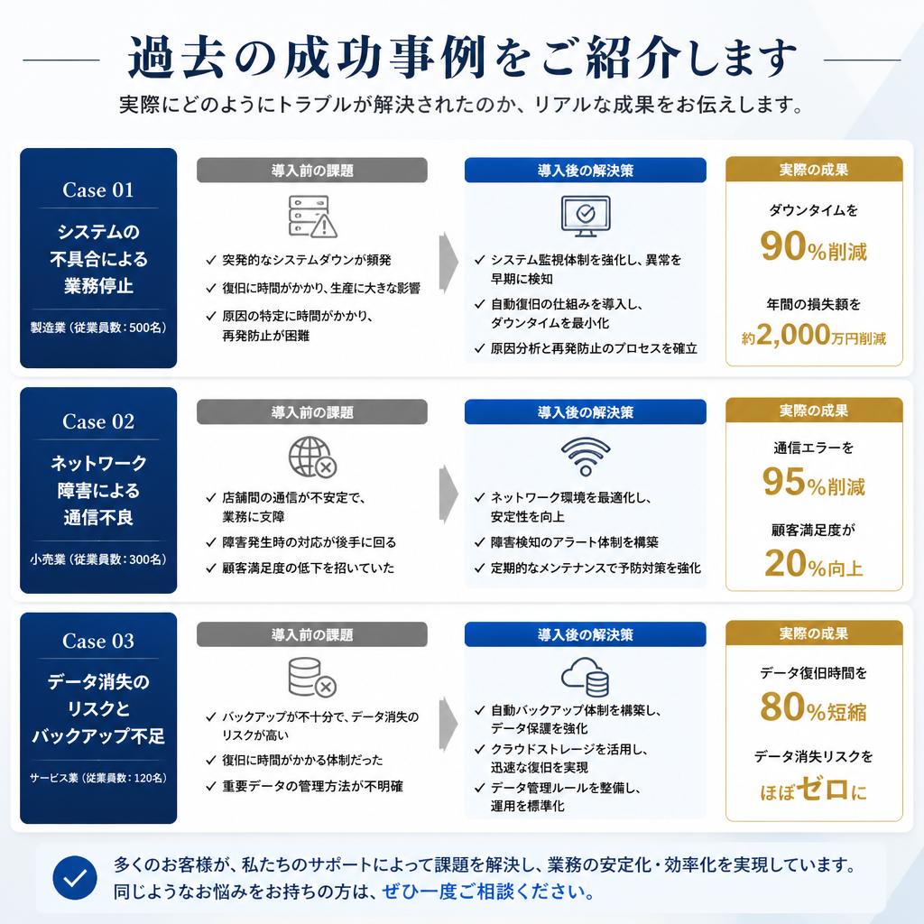 事例紹介：成功したトラブル解決
