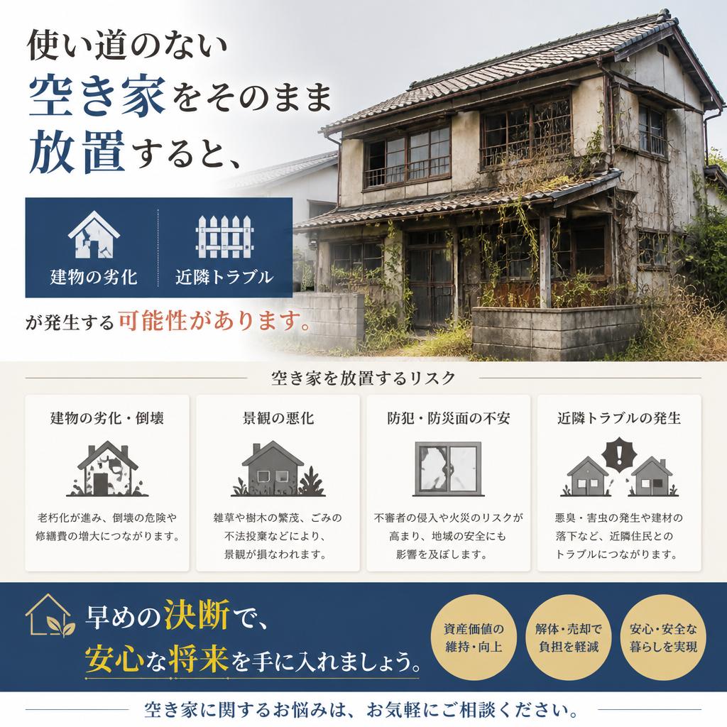 空き家の放置は危険です！