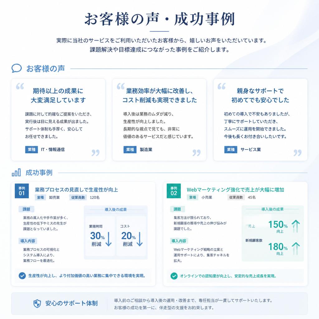 お客様の声・成功事例の紹介
