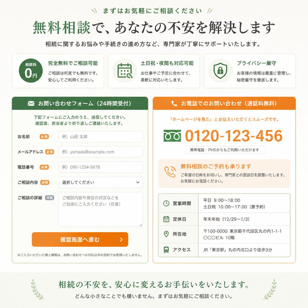 お問い合わせ・無料相談のご案内
