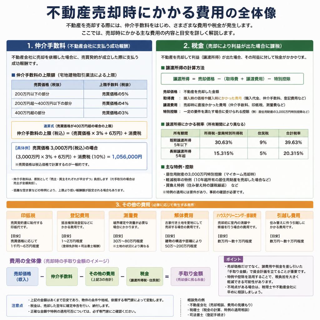不動産売却にかかる費用概要
