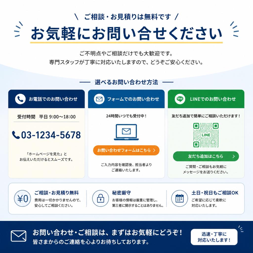 今すぐ問い合せて、不安を解消しよう！