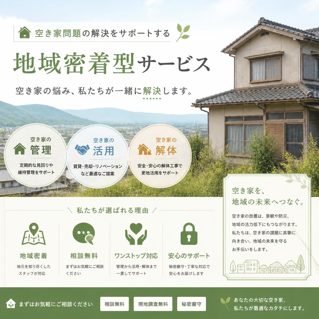 空き家問題の解決をサポートする地域密着型サービス